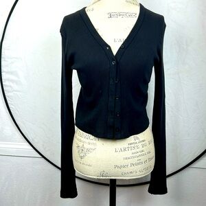 Brandy Melville Cardigan lightweight ribbed black small size 5 long sleeve BM